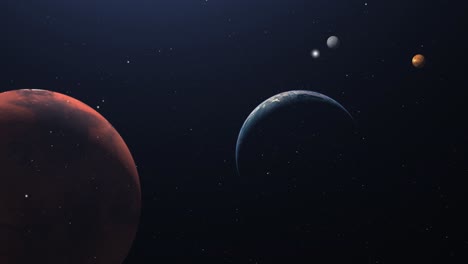 Sonnensystem,-Planet-Mars,-Erde,-Venus-Und-Merkur