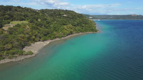 Playa-Nacascolo-Beautiful-Scenic-Peninsula-On-Costa-Rican-Coast,-4K-Aerial-Drone
