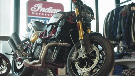 Beautiful-white-and-red-Indian-motorcycle-in-a-dealership