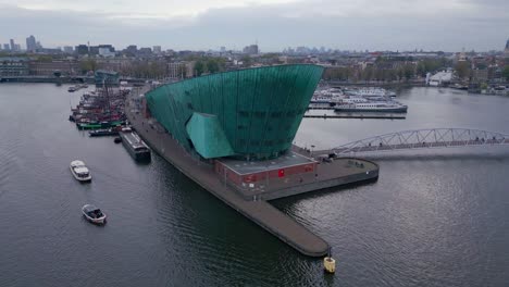 science-Museum-in-Amsterdam-aerial-drone-shot