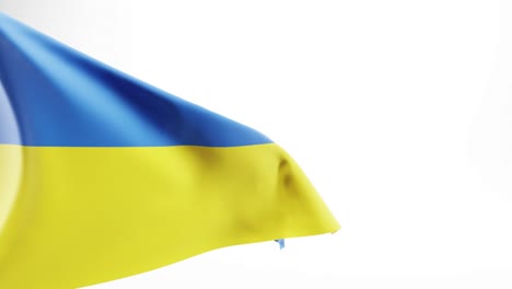 Bandera-Ucraniana-Ondeando-En-La-Brisa-Contra-El-Fondo-Blanco