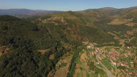 Aerial-view-of-Castro-Laboreiro-Village-on-North-of-Portugal-near-Spain
