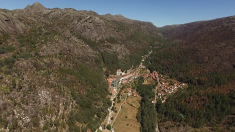 Senhora-da-Peneda-Village-and-Sanctuary-Aerial-View,-Portugal-4k