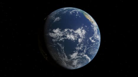 Planet-Earth-Spinning-In-A-Seamless-Loop,-Photorealistic-3D-Rendering-Of-Earth,-3D-Animation