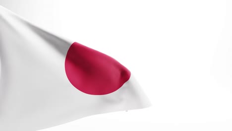 Japanese-flag-waving-in-the-breeze-against-pure-white-background