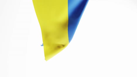Ukrainische-Flagge-Flattert-Auf-Weißem-Hintergrund,-3D-Renderanimation,-Vertikal