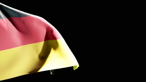 Die-Flagge-Deutschlands-Weht-Im-Wind-Vor-Schwarzem-Hintergrund
