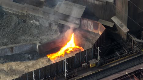Hot-molten-steel-spewing-from-USS-steel-mill-building