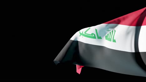 Wehende-Irakische-Flagge-Vor-Schwarzem-Hintergrund
