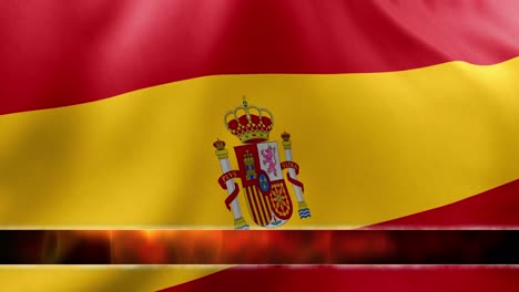Die-Spanische-Flagge-Weht-Mit-Animierter-Flussbewegung-Im-Unteren-Drittel