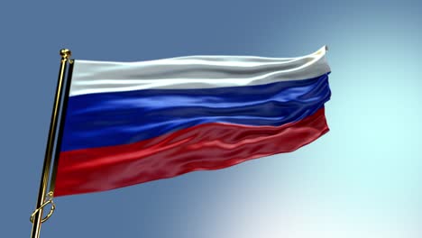 Bandera-De-Rusia-Ondeando-En-Un-Poste-De-Latón