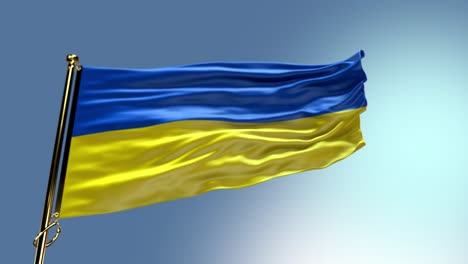 Die-Ukrainische-Flagge-Weht-Auf-Einer-Messingstange