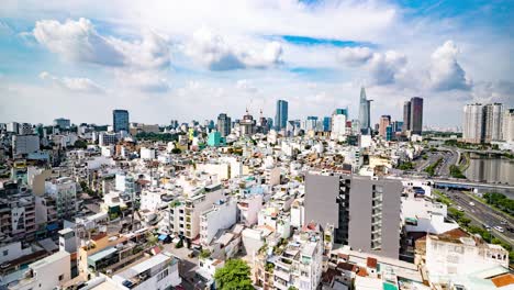 Saigon---Day-Time-Lapse---High-Wide,-North-East-View---Vietnam,-Ho-Chi-Minh-City