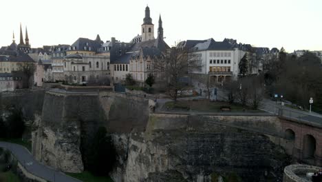 drone-flying-near-Luxembourg-historical-city-center
