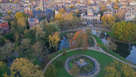 VoldelPark-famous-park-in-Amsterdam,-aerial-view
