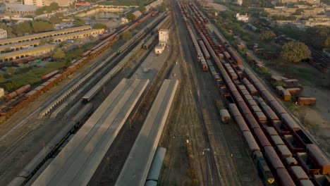 Aerial-View-Of-Railway-Wagons-And-Platforms-At-Karachi-Station