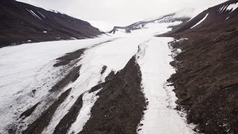 Flächenaufnahme-Eines-Sich-Zurückziehenden-Gletschers.-Longyearbreen,-Spitzbergen