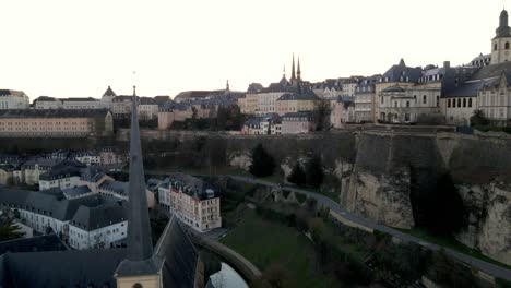 aerial-drone-shot-near-grund-area-in-Luxembourg-City-center