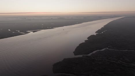 Great-Ouse-River-Sunrise-Misty-Aerial-Landscape-Winter-Estuary-Salt-Marsh-Kings-Lynn-Norfolk-UK