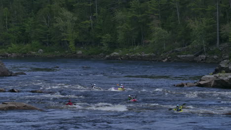 Group-of-white-water-kayaks-on-the-river