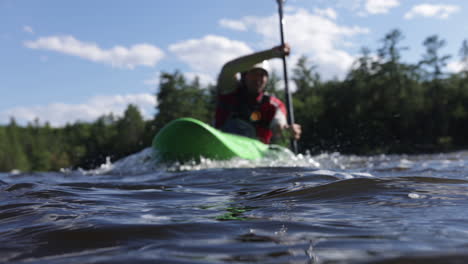 Kayak-athlete-paddling-in-the-water-close-up