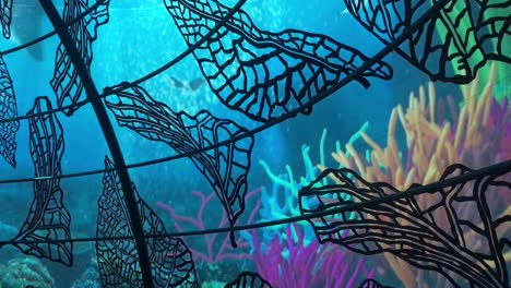 Display-of-underwater-sea-life-at-an-Art-exhibition-in-Yogyakarta-called-Artjog,-It-is-an-Annual-Art-exhibition-in-Yogyakarta
