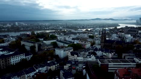 Skyline-aerial-of-city-Bonn,-Germany.