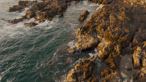 Idyllic-Seascape-With-Rugged-Coast-In-Costa-Rica---drone-shot