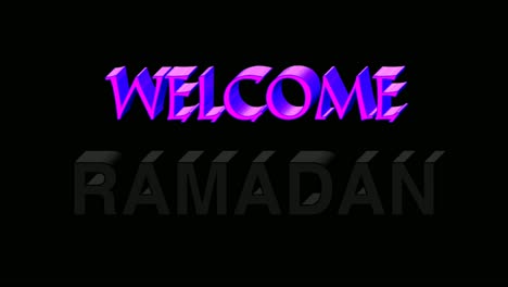 Animación-De-Texto-Símbolo-De-Letrero-De-Neón-Bienvenido-Ramadán-Sobre-Fondo-Negro