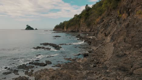 Rugged-Coastal-Landscape-And-Ocean-In-Costa-Rica-In-Summer---aerial-drone-shot
