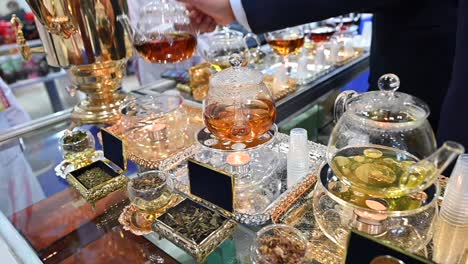 Types-of-tea-are-displayed-during-the-Gulf-Food-Exhibition-in-the-United-Arab-Emirates