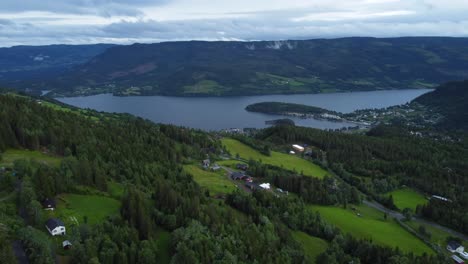 Dynamic-aerial-overlooking-stunning-fjord-in-Norway