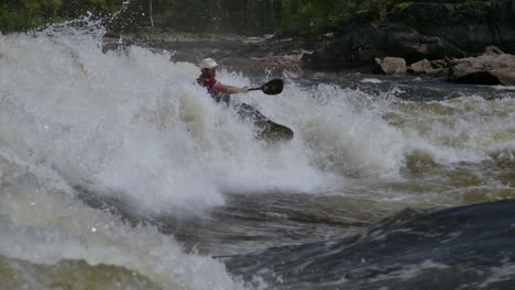 Slow-motion-extreme-sports-kayak-on-white-water