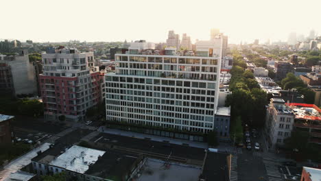 Aerial-view-around-the-Saint-Marks-Place-residence,-in-Brooklyn,-NY,-USA---orbit,-drone-shot