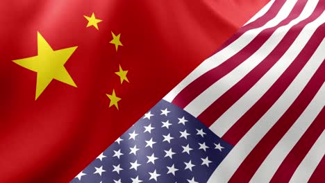Flaggen-Chinas-Und-Der-USA-Zusammen