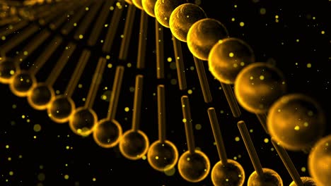 3D-animation-of-rotating-golden-colored-DNA-strands-with-floating-particles-on-black-background