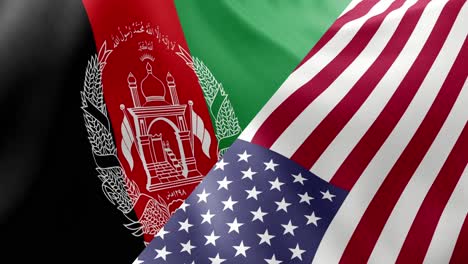 Afganistán-Y-Estados-Unidos-Ondeando-Banderas-Juntos
