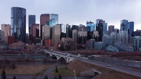 Aerial-of-Downtown-Calgary-Overcast-Day-1