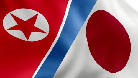 Flaggen-Nordkoreas-Und-Japans-Zusammen