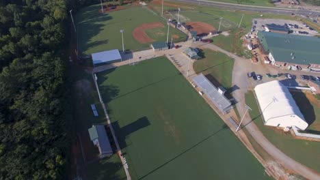 School-football-and-baseball-field-drone-4k-fly-over