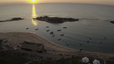 4k-aerial-drone-FLYING-over-WATER-and-land-during-sunset-in-northern-Israel