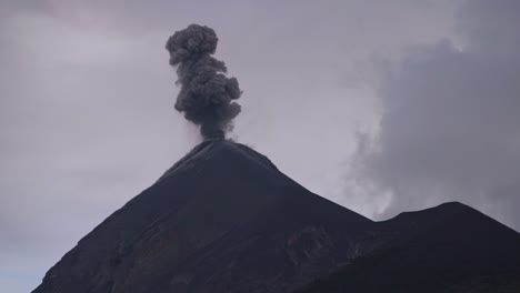 Volcano-eruption-with-grey-sky-in-the-background