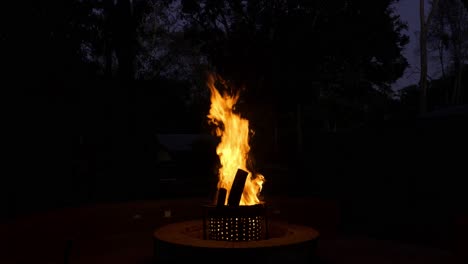 Close-Shot-Of-Bonfire-Out-In-Nature-At-Evening-Time