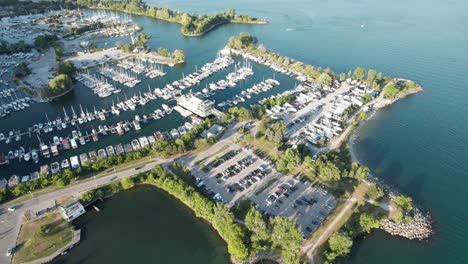 Drone-Panning-Around-Scarborough-Bluffs-Park-Sailboat-Parking-Club