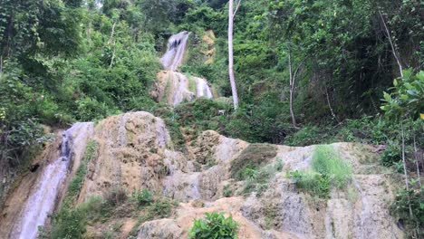 Beautiful-footage-of-Mountain-Tropical-Rainforest-waterfall-in-a-jungle-in-java-Island