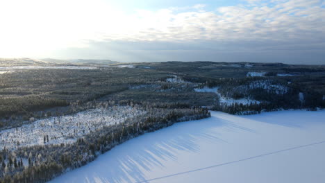 Aerial-over-a-frozen-winter-landscape