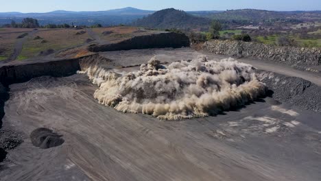 Aerial-shot-by-a-drone-of-a-quarry-blast