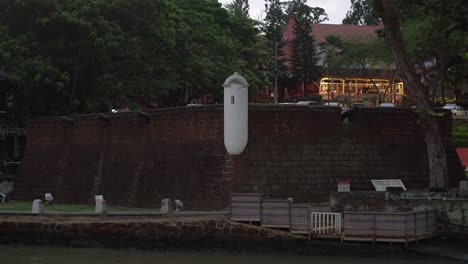 Untroubled-frontal-view-of-the-Dutch-Fort,-Bandar-Hilir,-Malacca-,-Malaysia