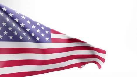 Rot-weiß-blaue-Flagge-Der-Vereinigten-Staaten-Winkt-Vor-Weißem-Hintergrund