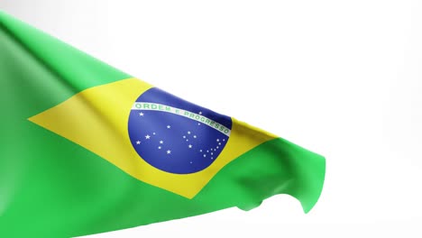 Waving-flag-of-Brazil-against-pure-white-background